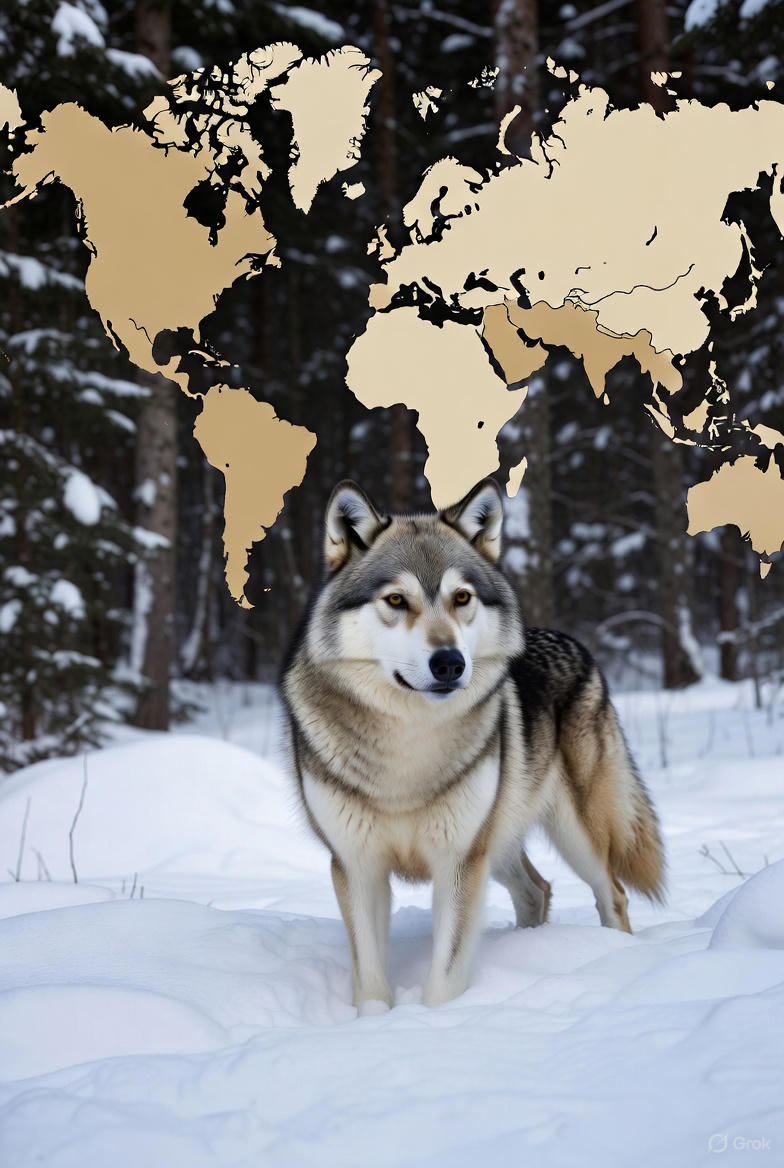 Wolf in snowy forest habitat